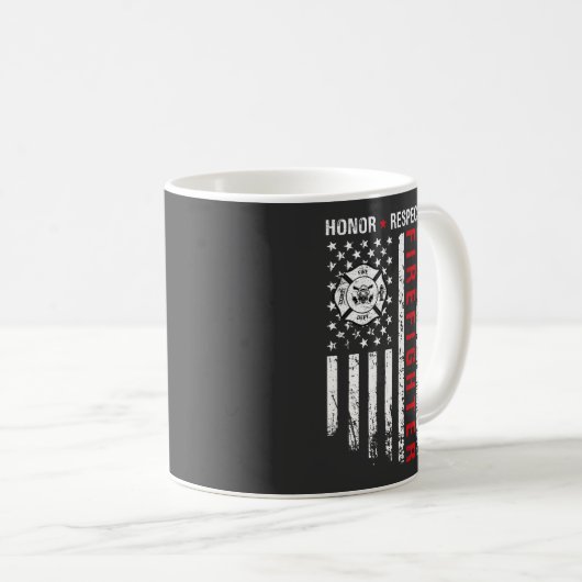 Feuerwehr Red Line US-Flagge Kaffeetasse (VorderseiteRechts)