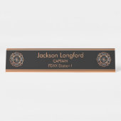 Feuerwehr-Rosen-Gold Schreibtischnamensplakette (Vorderseite )