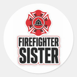 Feuerwehr-Schwester Runder Aufkleber