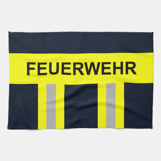 Feuerwehr Symbol Uniform Blau Geschirrtuch (Horizontal)