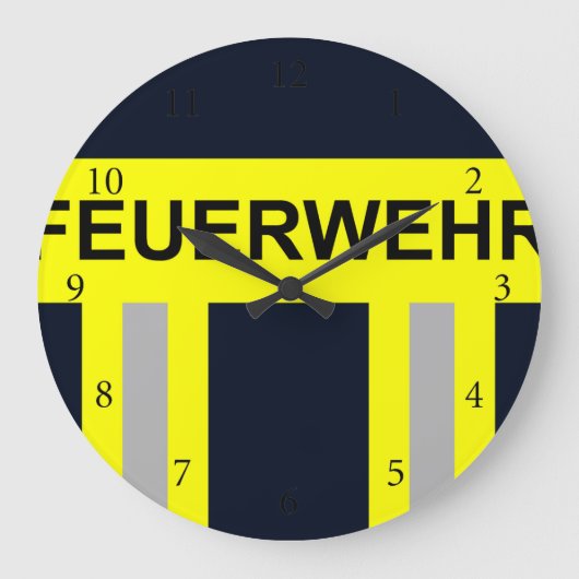 Feuerwehr Symbol Uniform Blau Große Wanduhr (Vorderseite)