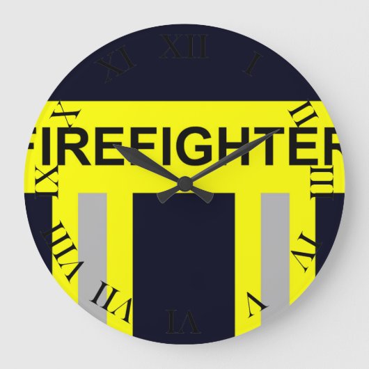 Feuerwehr Symbol Uniform Blau Große Wanduhr (Vorderseite)