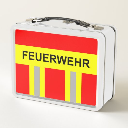 Feuerwehr Symbol Uniform Rot Metall Brotdose (Rückseite)