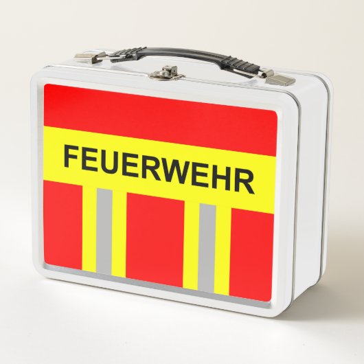 Feuerwehr Symbol Uniform Rot Metall Brotdose (Vorderseite)