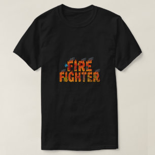 Feuerwehr-Typografie-Kunst mit Flammen & Rettung T-Shirt