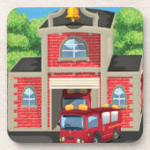 Feuerwehr und Feuerwehrfahrzeug Untersetzer (Vorderseite)