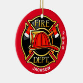 Feuerwehr und Rettungsemblem Rote Keramik Keramik Ornament (Rechts)