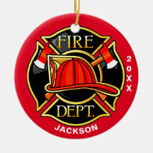 Feuerwehr und Rettungsemblem Rote Keramik