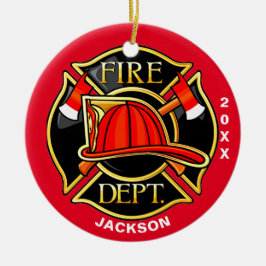 Feuerwehr und Rettungsemblem Rote Keramik Keramik Ornament