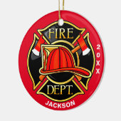 Feuerwehr und Rettungsemblem Rote Keramik Ornament (Links)