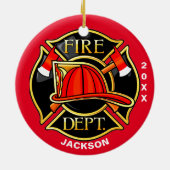 Feuerwehr und Rettungsemblem Rote Keramik Ornament (Hinten)