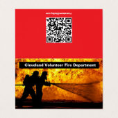 Feuerwehr von Cleveland Volunteer eingeklappt Visitenkarten (Außenseite Aufgefaltet)