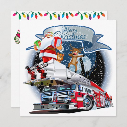 Feuerwehr Weihnachten HD Print Einladung (Vorne/Hinten)