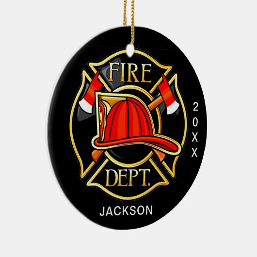 Feuerwehr - Weihnachten Keramik Ornament (Rechts)