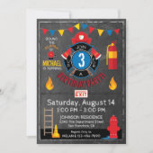 Feuerwehrabteilung Geber und Abzeichen Geburtstag Einladung (Vorderseite)