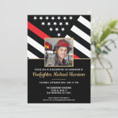 Feuerwehrakademie Abschluss Feuerwehrmann Foto Einladung (Stehend Vorderseite)