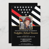 Feuerwehrakademie Abschluss Feuerwehrmann Foto Einladung (Vorne/Hinten)