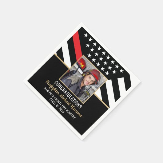 Feuerwehrakademie Abschluss Feuerwehrmann Foto Serviette (Ecke)