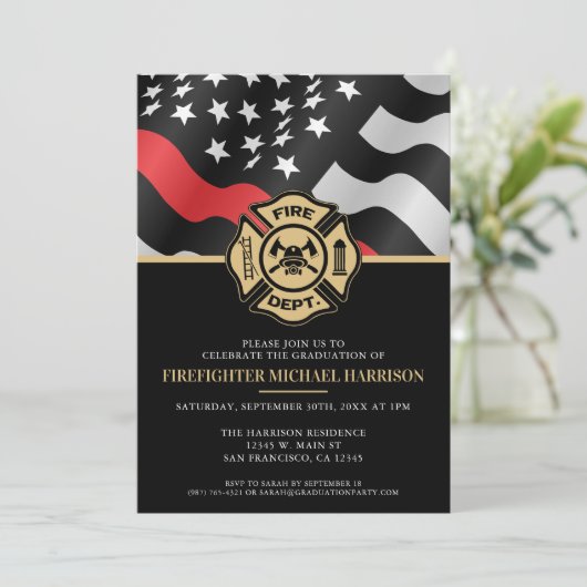 Feuerwehrakademie Feuerwehrmannschaft Einladung (Stehend Vorderseite)