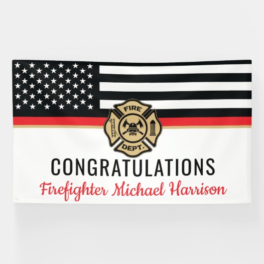 Feuerwehrakademie Thin Red Line Abschluss Banner (Horizontal)