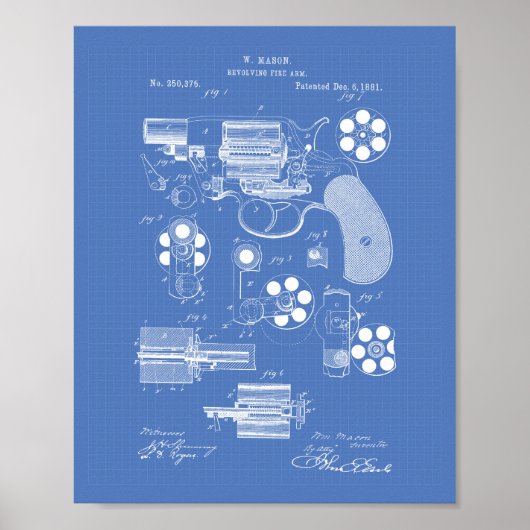 Feuerwehrarm 1881 - Patentkunst - Blueprint Poster (Vorne)