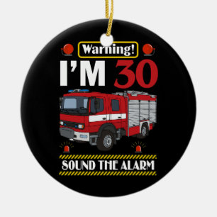 Feuerwehrauto 30 Jahre alter Feuerwehrmann 30. Geb Keramik Ornament