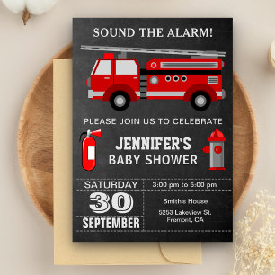 Feuerwehrauto-Baby-Shower Einladung