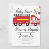 Feuerwehrauto-Baby-Shower-Parade Einladung (Vorderseite)
