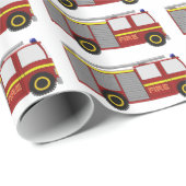Feuerwehrauto-Design Geschenkpapier (Rolleneckpunkt)