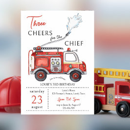 Feuerwehrauto drei Hochs Chef 3. Geburtstag Einladung