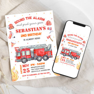 Feuerwehrauto Feuerwehr Kinder Geburtstagseinladun Einladung