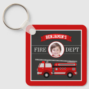 Feuerwehrauto Feuerwehrmann Individuelles Foto Nam Schlüsselanhänger