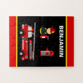 Feuerwehrauto Feuerwehrmann Personalisierter Kinde Puzzle (Horizontal)
