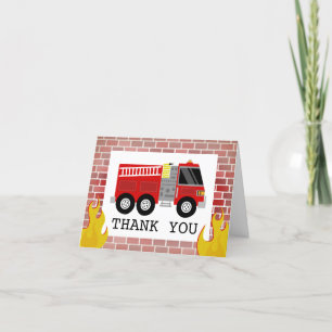 Feuerwehrauto Flammen Ziegel Geburtstags Dankeschö Dankeskarte