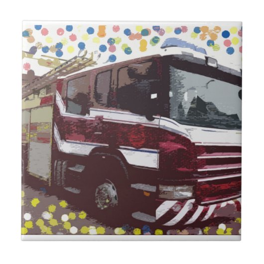 Feuerwehrauto Fliese (Vorderseite)