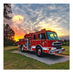 Feuerwehrauto-Foto-Vergrößerung Fotodruck