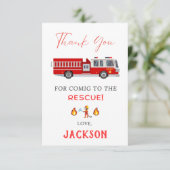 Feuerwehrauto Geburtstag Dankeskarte (Stehend Vorderseite)