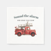Feuerwehrauto Geburtstagsalarm Serviette (Vorderseite)