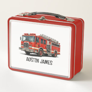 Feuerwehrauto Kinder Lunchbox   Personalisiert für