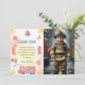 Feuerwehrauto Motor Geburtstag Danke Karte (Stehend Vorderseite)