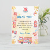 Feuerwehrauto Motor Geburtstag Danke Karte (Stehend Vorderseite)