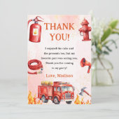 Feuerwehrauto Motor Geburtstag Danke Karte (Stehend Vorderseite)