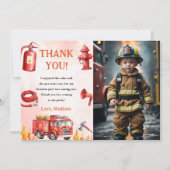 Feuerwehrauto Motor Geburtstag Danke Karte (Vorderseite)