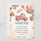 Feuerwehrauto Motor Geburtstag Danke Karte (Vorderseite)