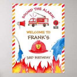 Feuerwehrauto Motor Geburtstagsparty Begrüßungszei Poster