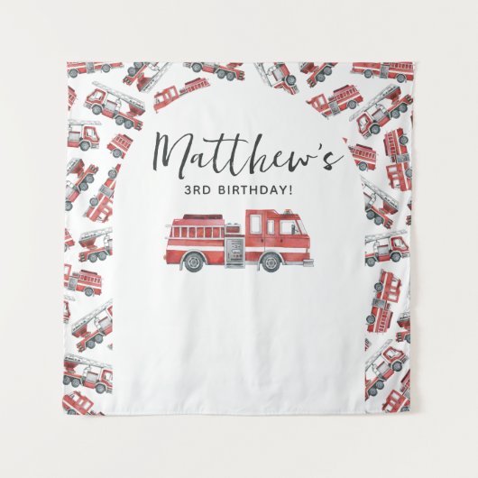 Feuerwehrauto Motor Geburtstagsparty Hintergrund Wandteppich (Vorderseite)