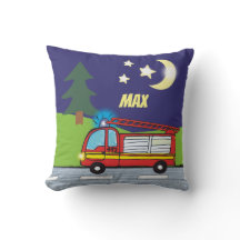 Feuerwehrauto Nacht | personalisierbares Kissen 