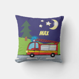 Feuerwehrauto Nacht | personalisierbares Kissen