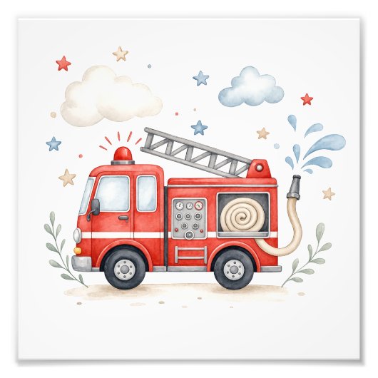 Feuerwehrauto-Nursery-Dekor Fotodruck (Vorne)
