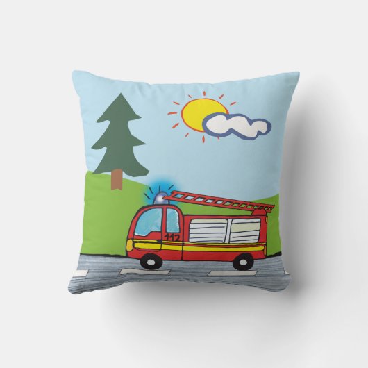 Feuerwehrauto | personalisierbares Kissen (Rückseite)